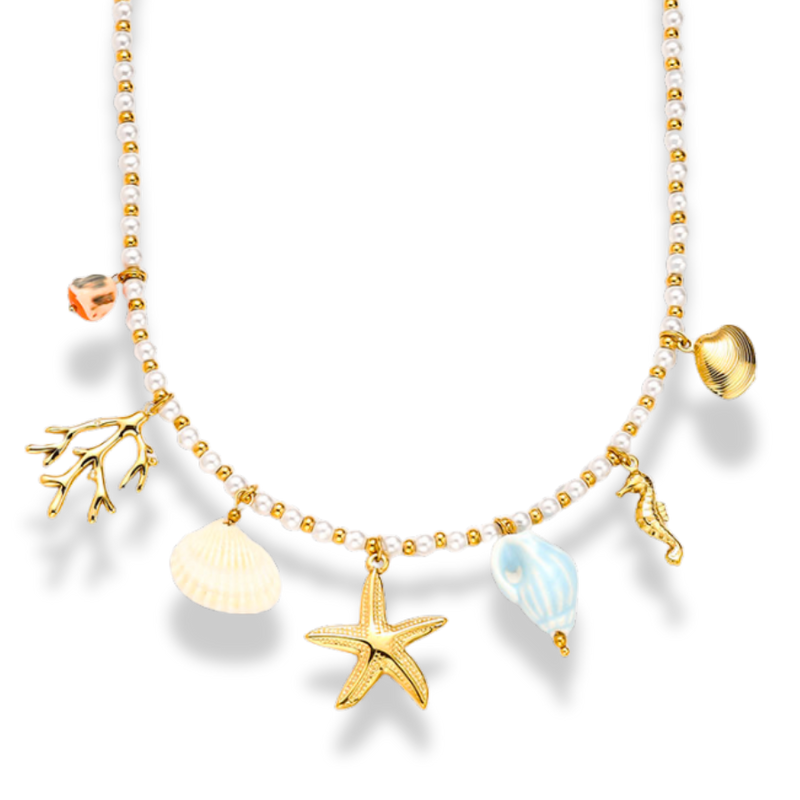 Ocean Treasure Pearl Necklace 14K Gold Plated