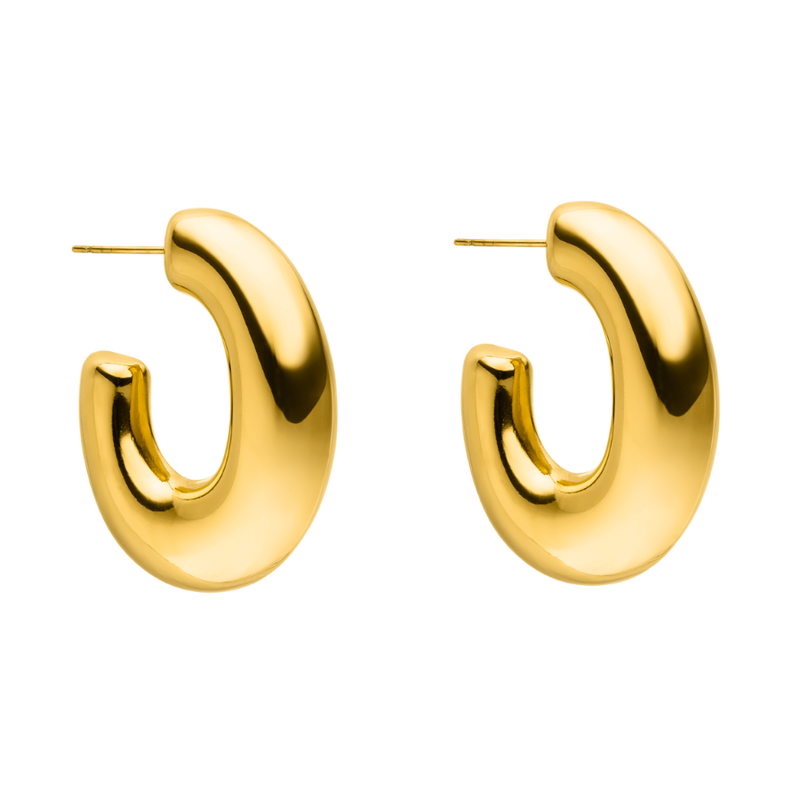 Oval Bold Hoop Earrings 18K Gold Plated 