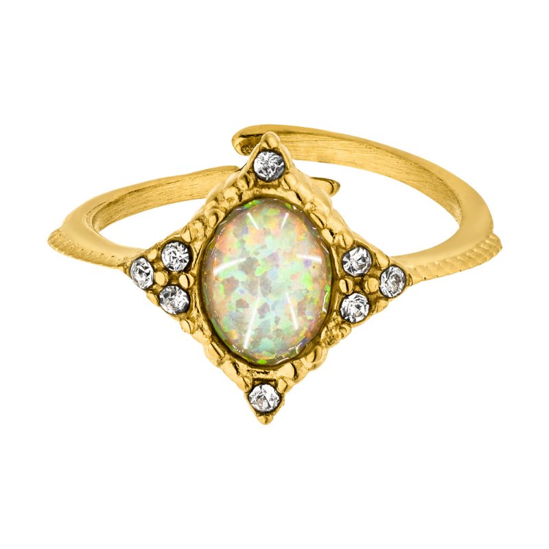 Oval Opal Ring 14K Vergoldet