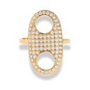 Oval Pave Button Ring 14K Vergoldet