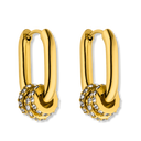 Oval Triple Pave Huggie Ohrringe 14K Vergoldet