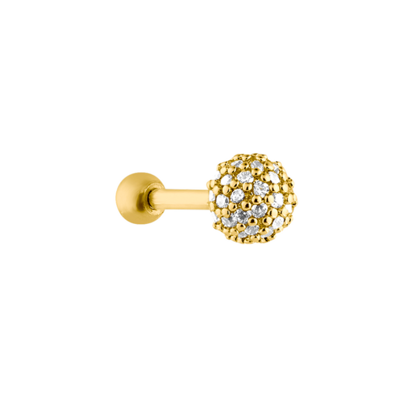 Pave Ball Ohr Piercing Gold