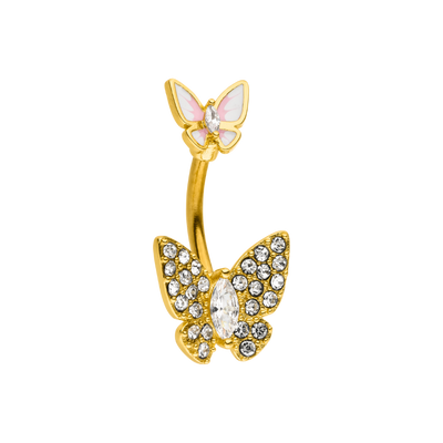 Pave Butterfly Belly Piercing 18K Vergoldet