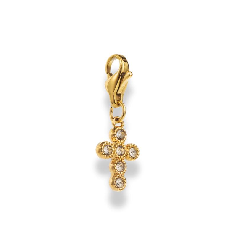 Pave Cross Charm 14K Gold Plated