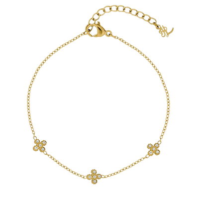 Pave Flower Bracelet 14K Gold Plated