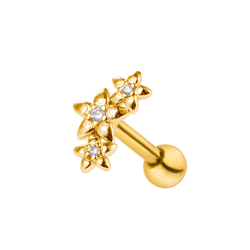 Pave Flower Ohr Piercing 18K Vergoldet