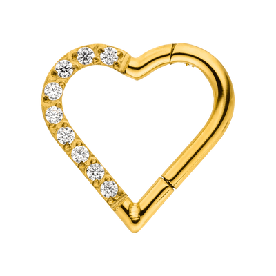 Heart Shape Crystal Clicker Piercing 18K Vergoldet
