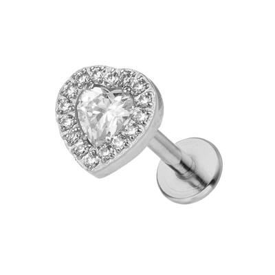 Pave Heart Labret Piercing - Titan