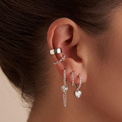 Pave Heart Huggie Earrings