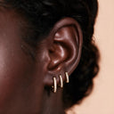 Pave Huggie Hoop Ear Candy Set 14K Vergoldet