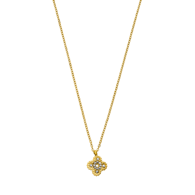 Collier Pave Lucky Leaf Plaqué Or 18 Carats