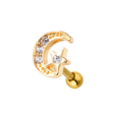 Pave Moon Ear Piercing 18K Gold Plated