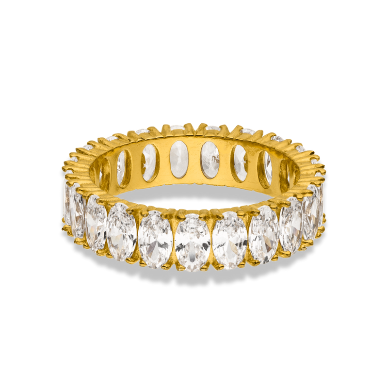 Pave Oval Ring 14K Gold Plated