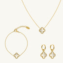 Pave Mother of Pearl Set 14K Gold Plated