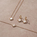 Pave Mother of Pearl Set 14K Gold Plated