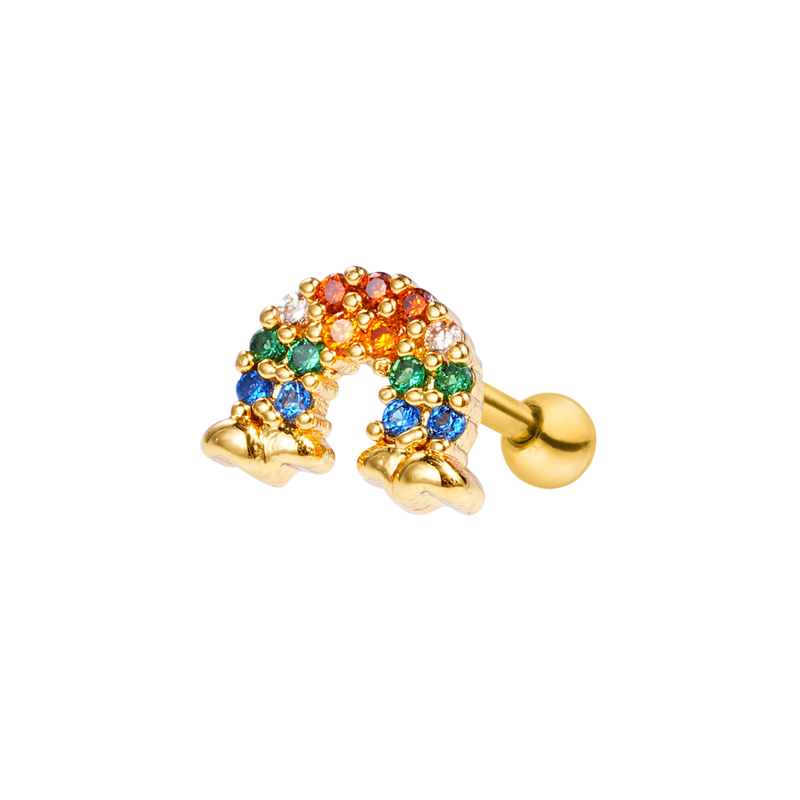 Pave Rainbow Ohr Piercing 18K Vergoldet