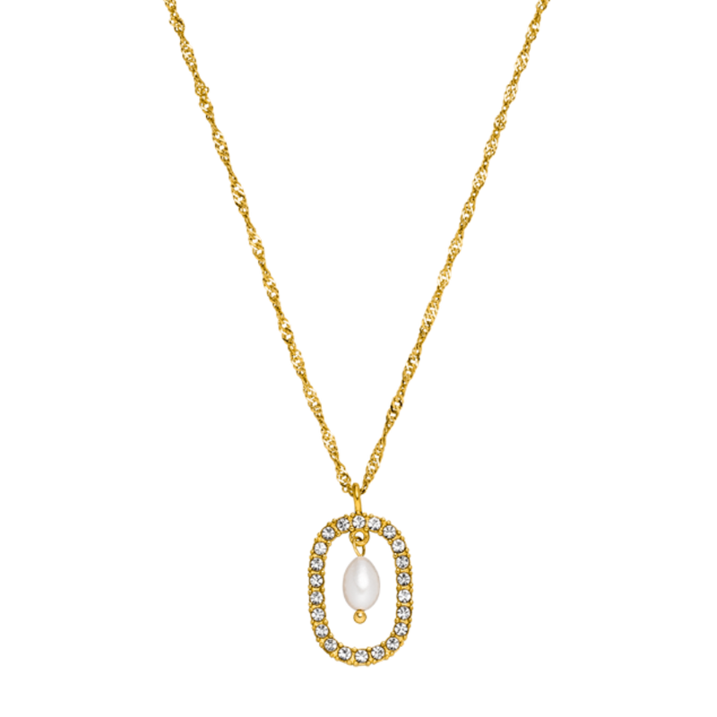 Collier de perles Pave Sol plaqué or 18 carats