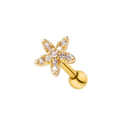 Pave Star Ohr Piercing 18K Vergoldet