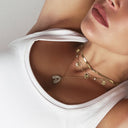 Pave Bubble Initial Kette 14K Vergoldet