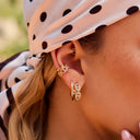 Pave Flow Deluxe Huggie Ohrringe 14K Vergoldet