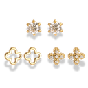 Pave Flower Ear Candy Set 14K Vergoldet