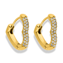 Pave Heart Huggie Ohrringe 14K Vergoldet