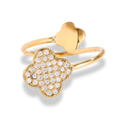 Pave Lucky Leaf Around Ring 14K Vergoldet