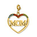 Pave Mom Heart Charm 14K Vergoldet