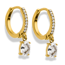 Pave Oval Huggie Hoop Ohrringe 14Vergoldet