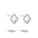 Boucles d'oreilles à tige pavées en nacre et feuille porte-bonheur plaquées or 14 carats