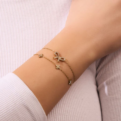 Pave Ribbon Armband 14K Vergoldet