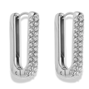 Pave Square Edelstahl Huggie Ohrringe 2.0