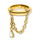 Pave Teardrop Chained Ring 14K Vergoldet