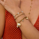Pearl Elegance Charm Armband 14K Vergoldet