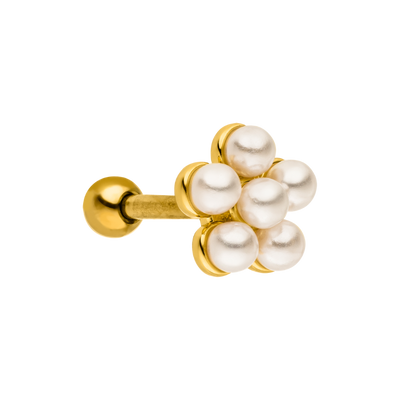 Pearl Flower Ohr Piercing 18K Vergoldet
