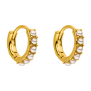 Pearl Huggie Hoop Earrings 14K Gold Plated