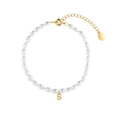 Pearl Letter Bracelet Gold