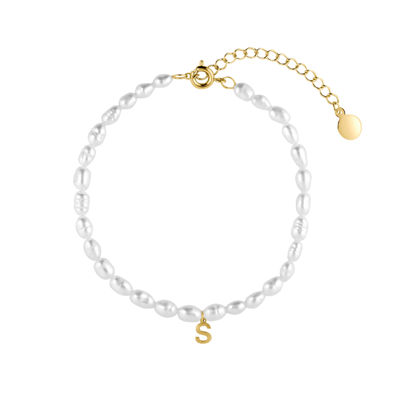 Pearl Letter Armband Gold