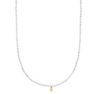 Pearl Letter Necklace Gold