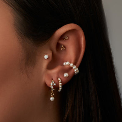 Boucles d'oreilles à tige en perles Majestic plaquées or 14 carats
