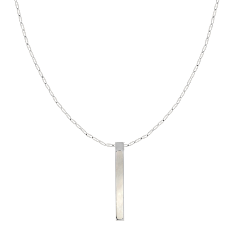 Mother of Pearl Engraved Necklace 14K Gold Plated