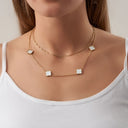 Mother of Pearl Lucky Leaf Abbaddon Necklace 14K Gold Plated