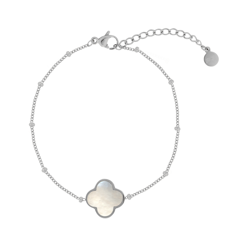 Bracelet feuille porte-bonheur en nacre plaqué or 14 carats 