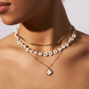 Mother of Pearl Lucky Leaf Necklace 14K Gold Plated