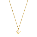 Mother of Pearl Sweet Leaf Necklace 14K Gold Plated