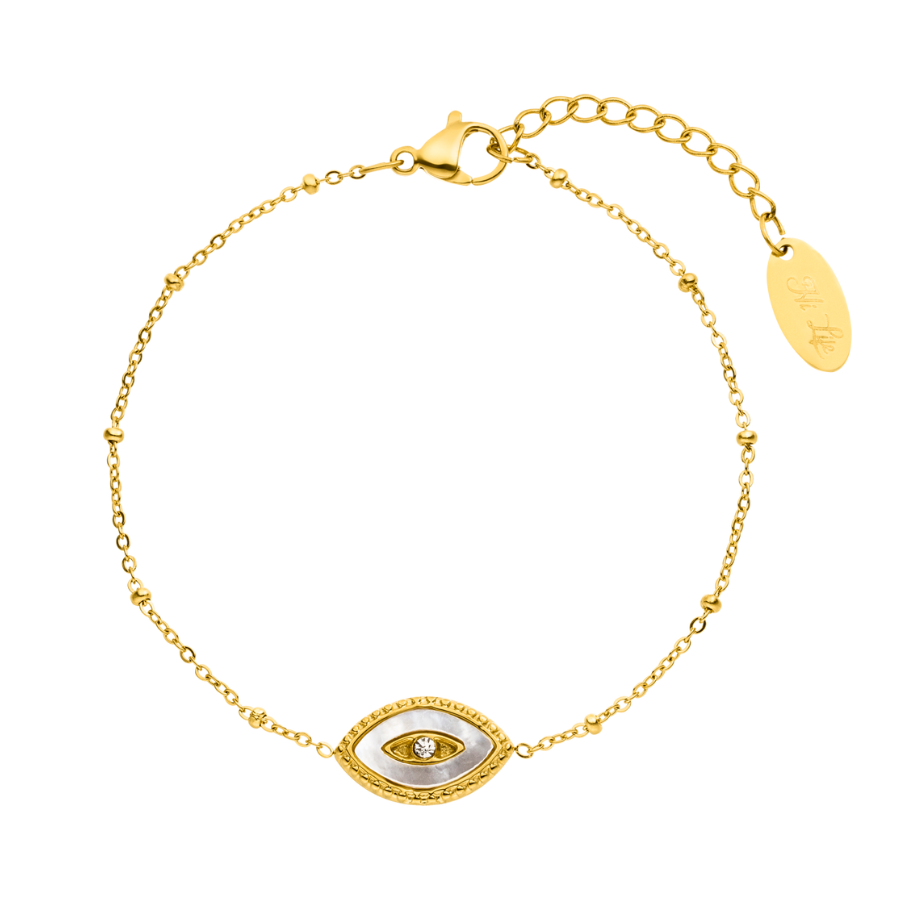 Mother of Pearl Vibes Eye Bracelet 18K Gold Plated