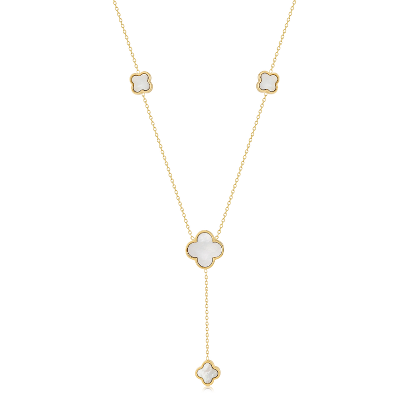 Mother of Pearl Lucky Leaf 2.0 Necklace 14K Gold Plated