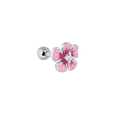 Piercing d'oreille fleur rose