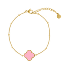 Pink Lucky Leaf Bracelet 14K Gold Plated