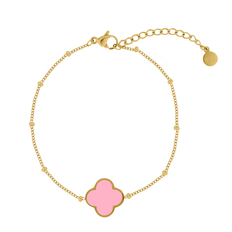 Pink Lucky Leaf Armband 14K Vergoldet